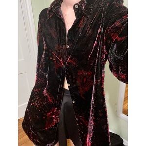 Velvet Paisley Animal Print Button Down Top